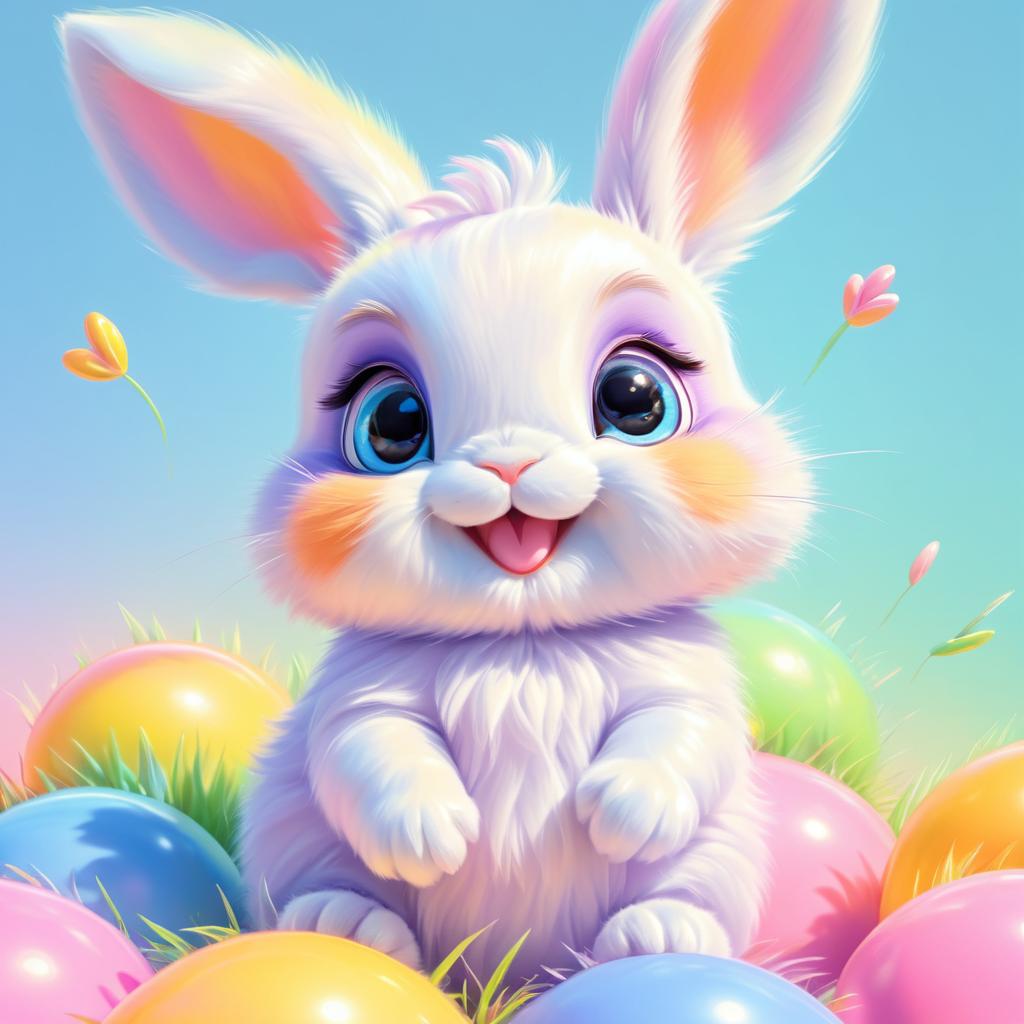 Adorable High-Detail Pastel Bunny Illustration