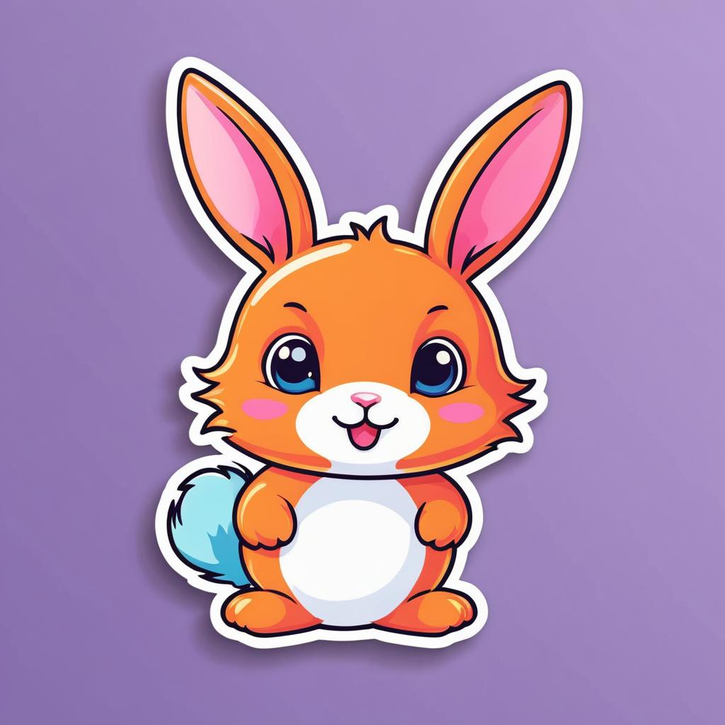 Playful Cartoon Rabbit Sticker Design