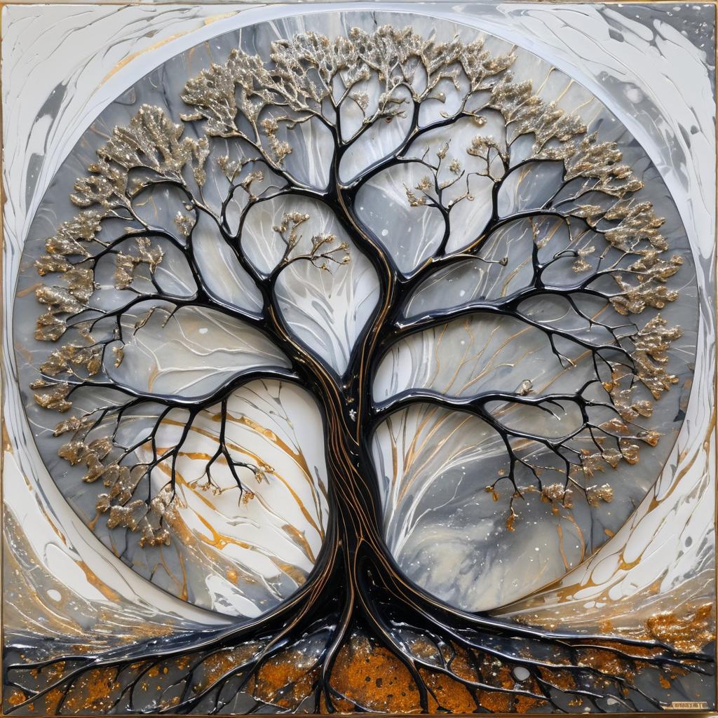 Intricate Organic Metallic Tree Artwork