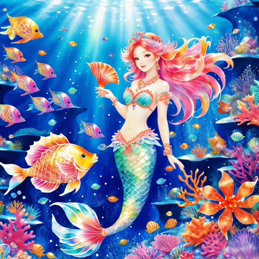 Charming Mermaid in Vibrant Underwater World