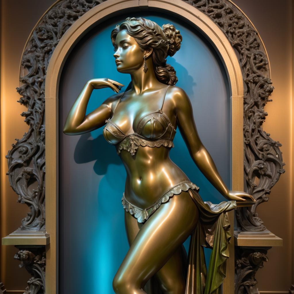 Seductive Bronze Statue in Photorealistic Detail