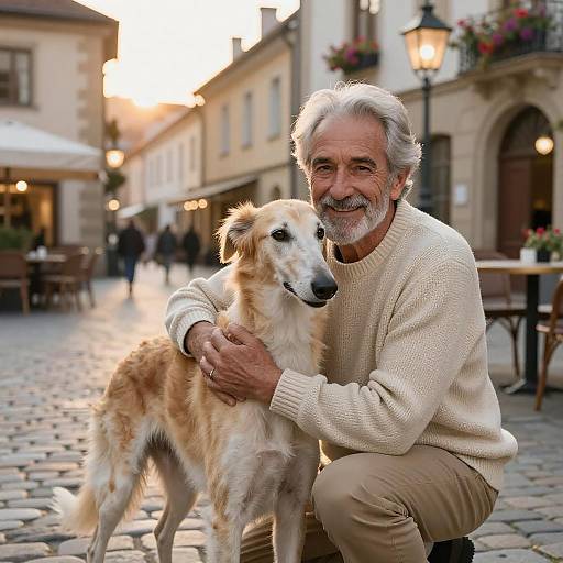 Serene Elderly Man and Saluki Embrace