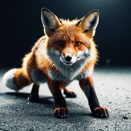 Crouching Red Fox with Intense Gaze