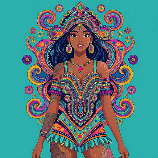 Vibrant Woman with Intricate Patterns
