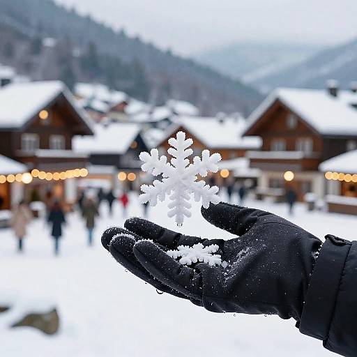 Melting Snowflake in Winter Village
