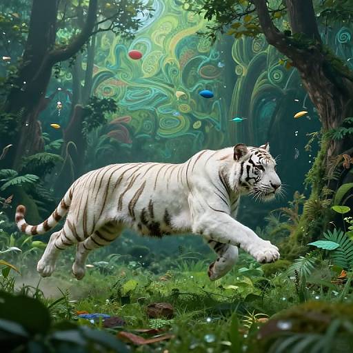 Surreal White Tiger in Dreamscape