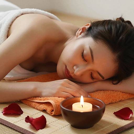 Serene Woman Relaxing with Candlelight