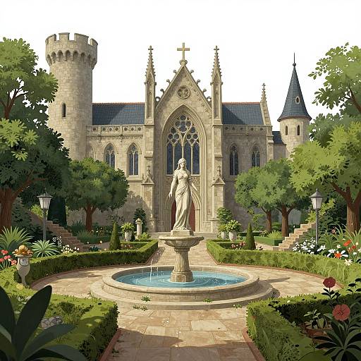 Medieval Fantasy Gothic Garden Scene