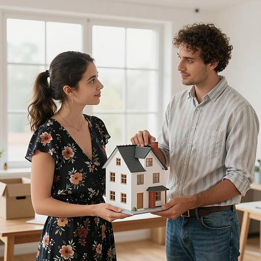 Couple Interacting with Model House