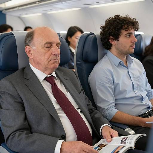 Two Men in Airplane Cabin Scene