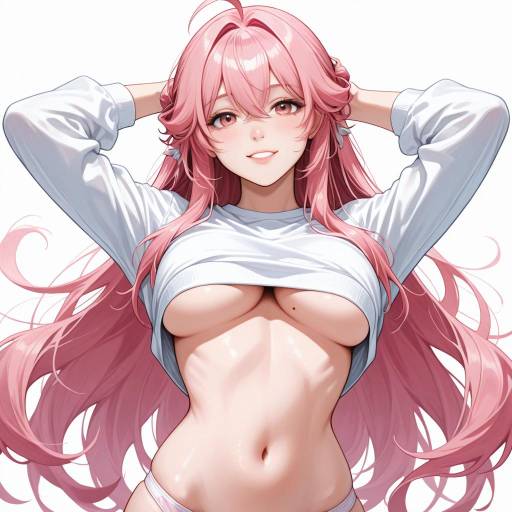 Charming Girl with Pink Hair and Smile