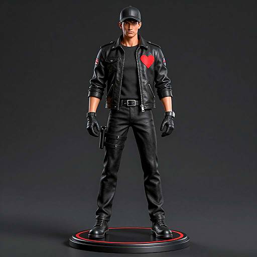 Intense Male Figure in Leather Jacket