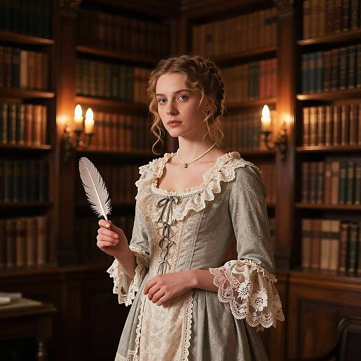 Isobel in Victorian Library Portrait