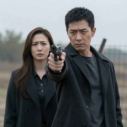 Dramatic Standoff in Gloomy Landscape