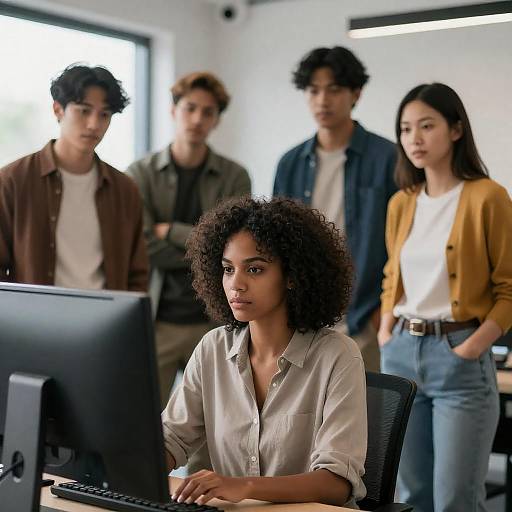 Focused African-American Woman Working in Modern Office