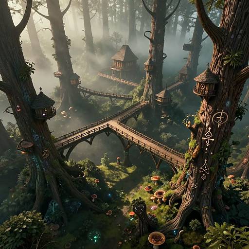 Surreal Dreamscape with Mystical Forest