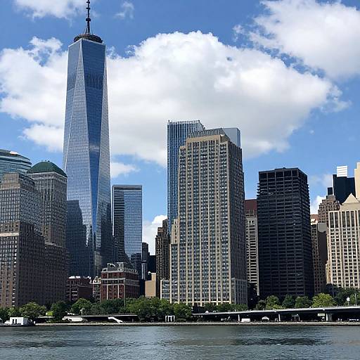 Modern City Skyline with River View
