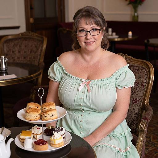 Elegant Woman Enjoying Afternoon Tea