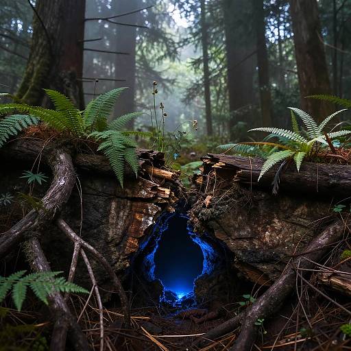 Bioluminescent Forest Fissure Scene