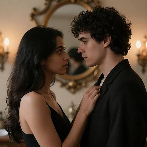 Intimate Moment by Ornate Mirror