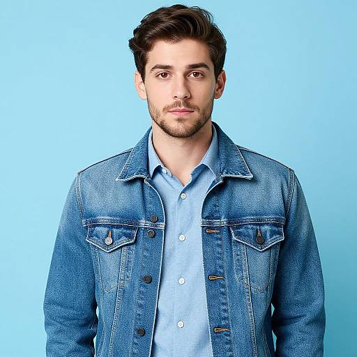 Realistic Casual Man in Denim Shirt