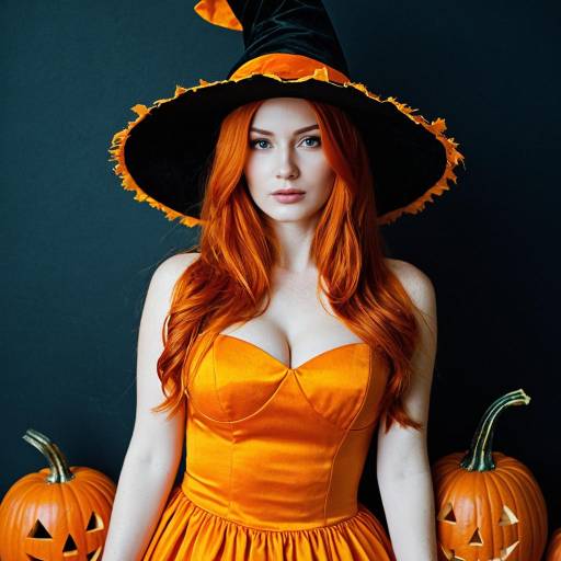 Elegant Halloween Pumpkin Dress Ensemble