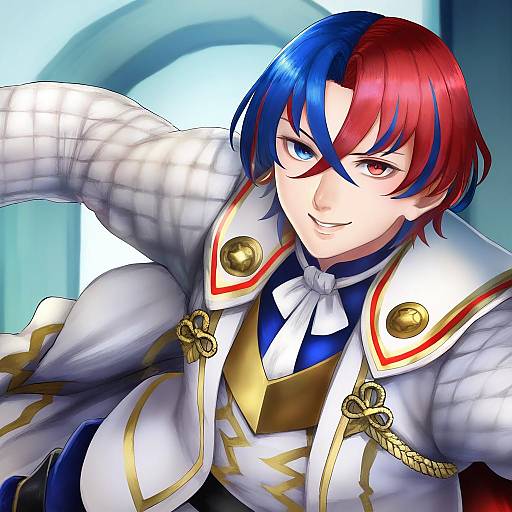 Illustration of Alear (male) (fire emblem), fire emblem in the style of Matoyama