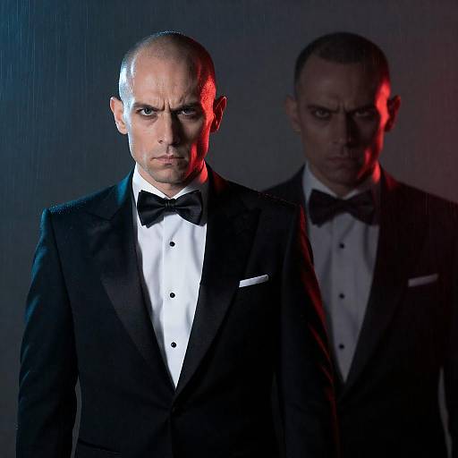 Intense Man in Black Tuxedo with Shadow
