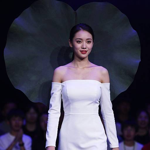 Realistic Portrait of Woman in White Dress