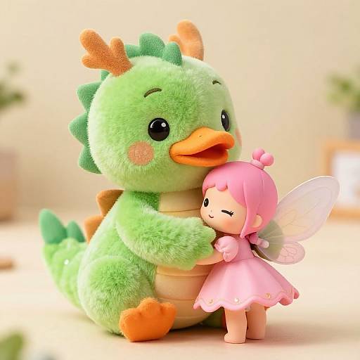 Cute Dragon Duck Hugging Fairy Doll