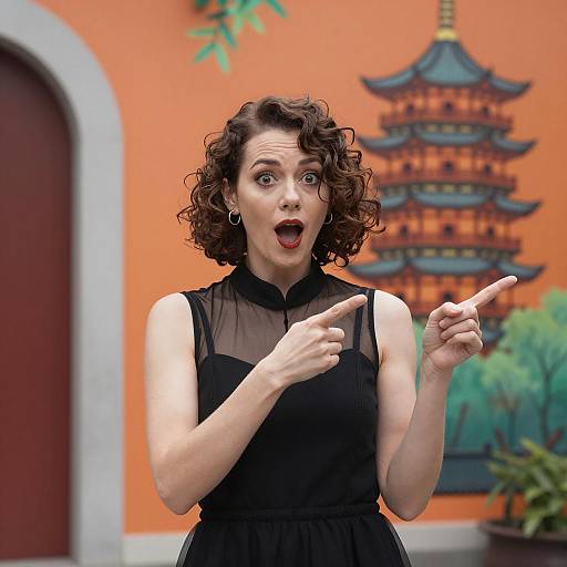 Expressive Woman in Sheer Dress Portrait