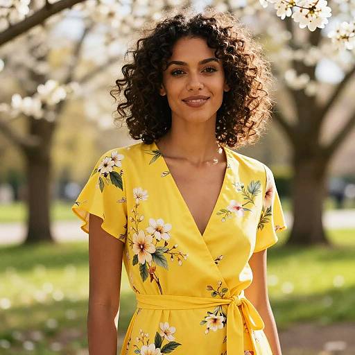 Sunlit Fashion Portrait in Yellow Dress
