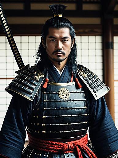 Man in Traditional Samurai Armor