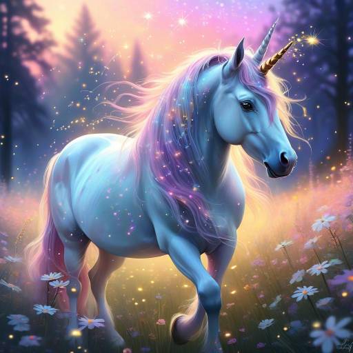 Ethereal Unicorn in Twilight Meadow