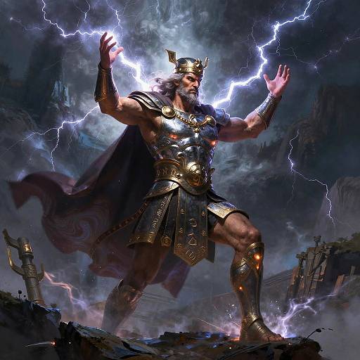 Zeus Summoning Tempest Fantasy Art