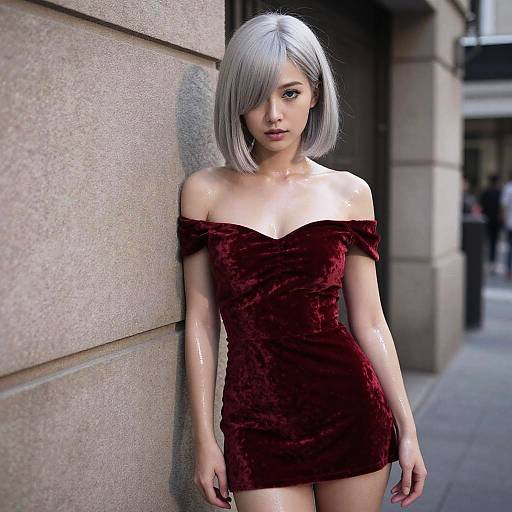 Cinematic Portrait of Silver-Haired Beauty