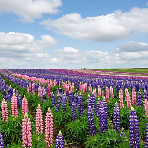 Vibrant Lupin Field Under Serene Sky