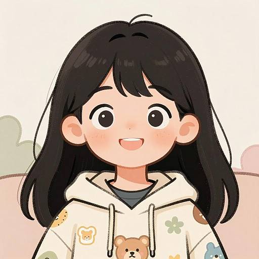 Cheerful Girl Cartoon Avatar