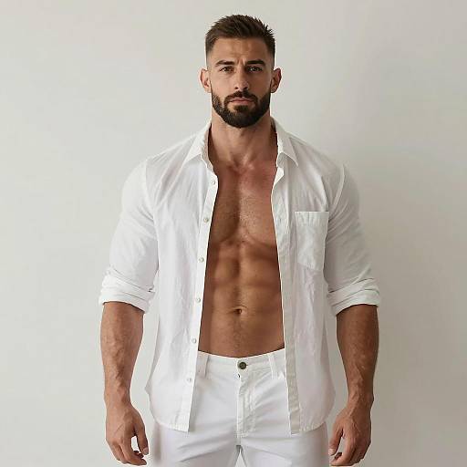 Confident Muscular Man in Casual Attire