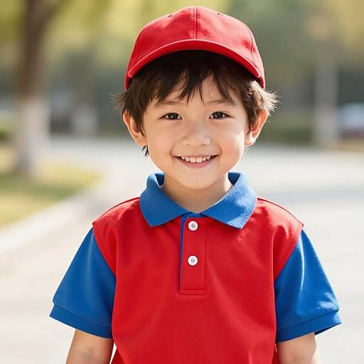 Cheerful Young Boy in Vibrant Outfit