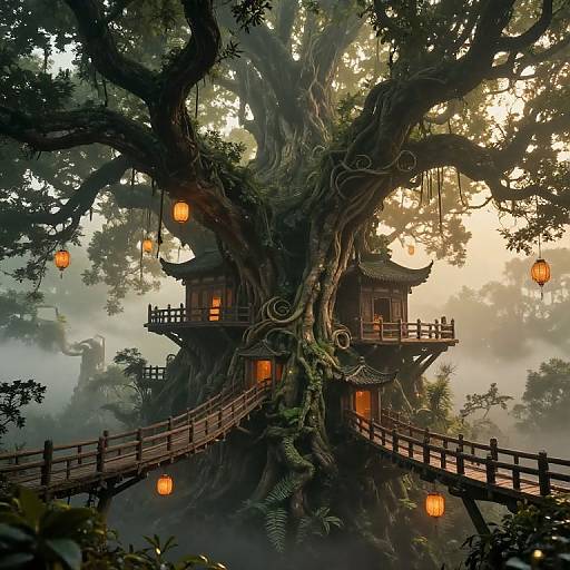 Mystical Ancient City in Giant Trees