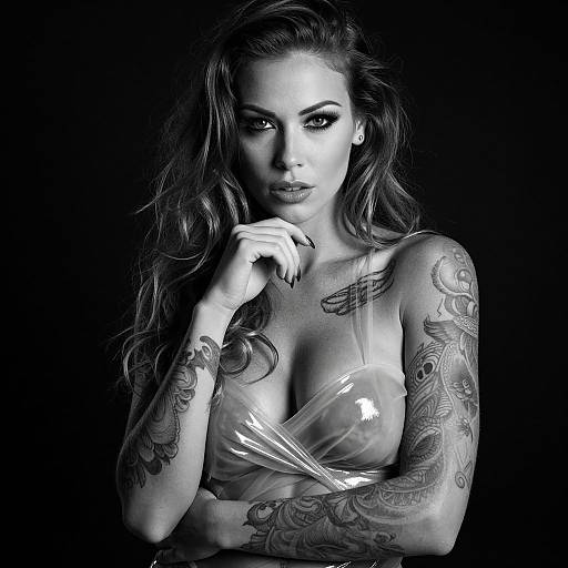 Dramatic Black-and-White Tattooed Woman