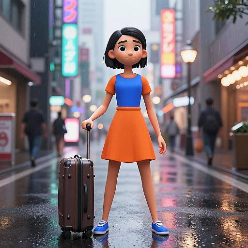 Buford in Neon Rainy Tokyo Street