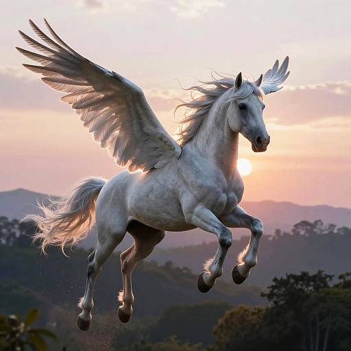 Ethereal Female Pegasus at Sunrise