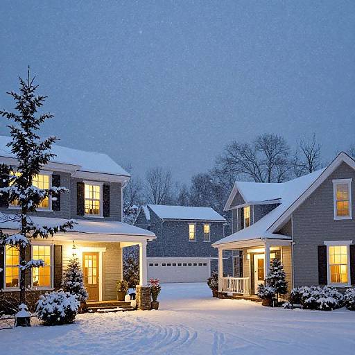 Winter Snowy Residential Holiday Lights