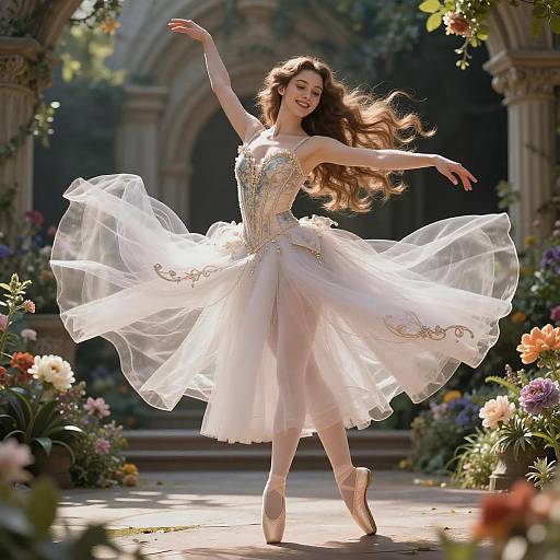 Elegant Fantasy Princess Ballerina in Garden