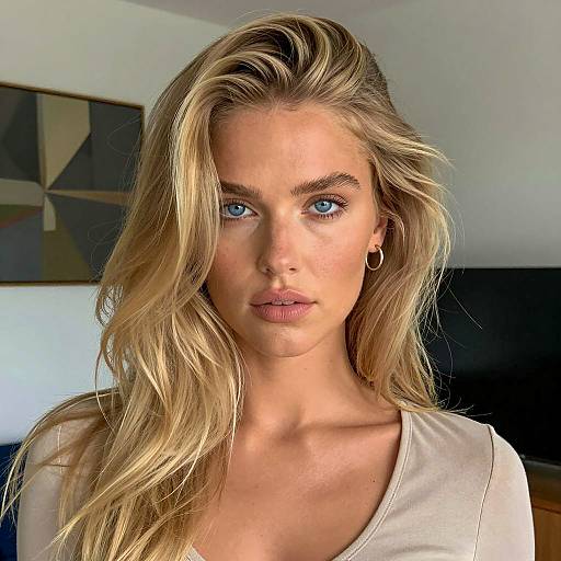 Serious Blonde Woman in Casual Setting