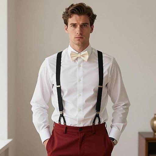 Man in Dinner Attire with Suspenders