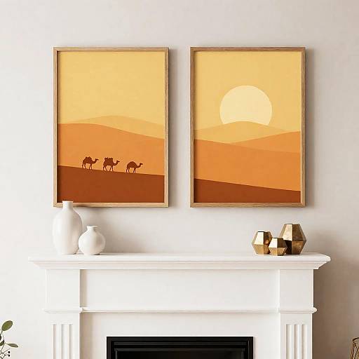 Modern Living Room with Desert Landscape Wall Art