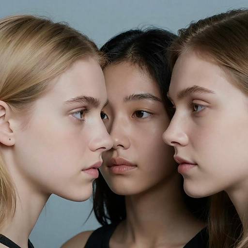 Close-up of Three Women's Profiles